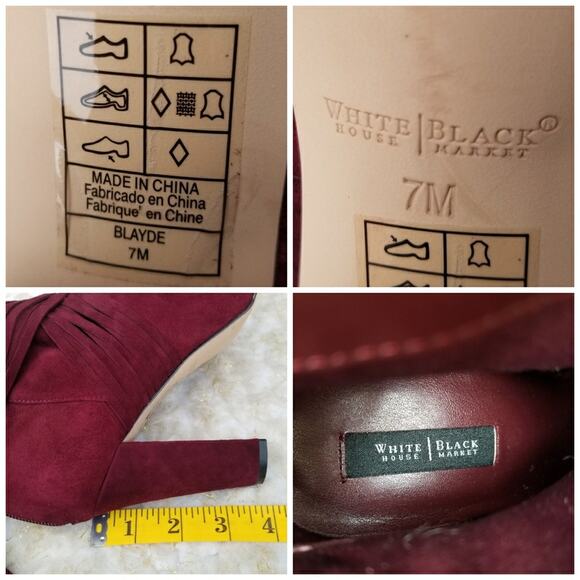 Red Boots WHBM Blayde Size 7 Strappy Ankle Bootie Heel Tassel Zip Suede Leather - Picture 8 of 13